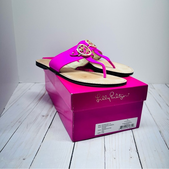 Lilly Pulitzer Rousseau Sandals in Prosecco Pink Size 7.5 - Picture 2 of 9